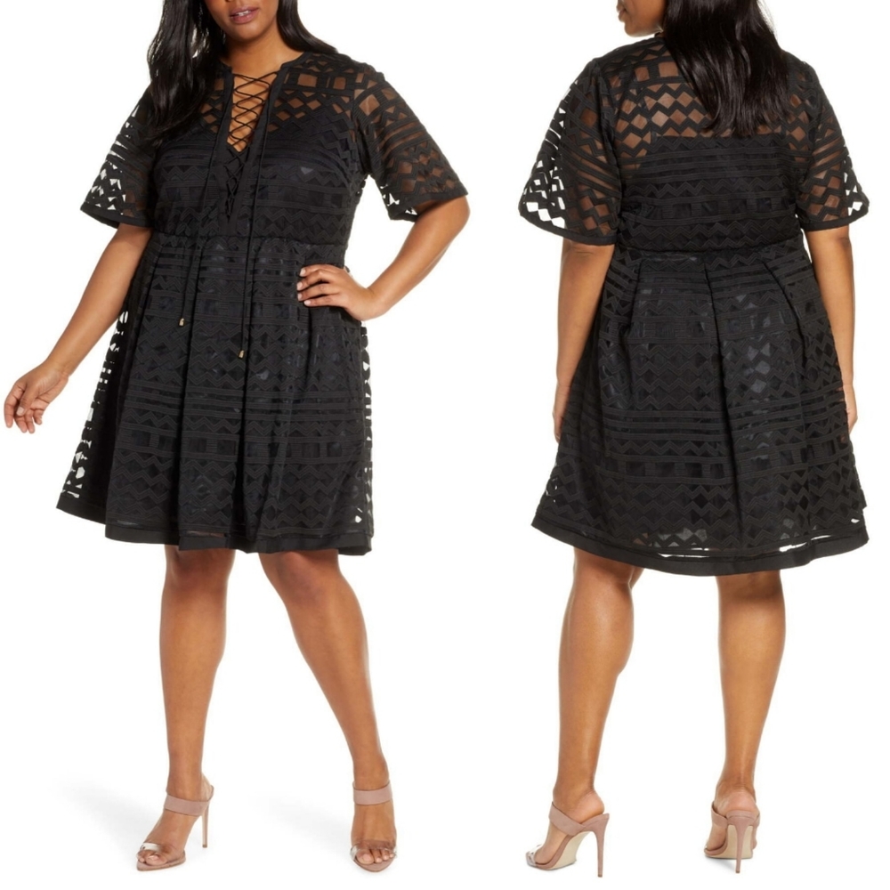 Eloquii Size 18 Black Flared Dress New with Tags!